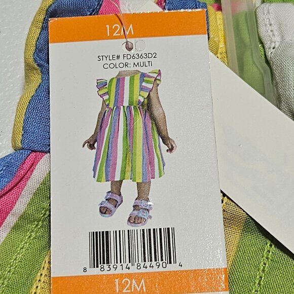 Zunie Girl Multicolor Striped Smock Dress Size 12M 2 Piece Bottom - Picture 3 of 5